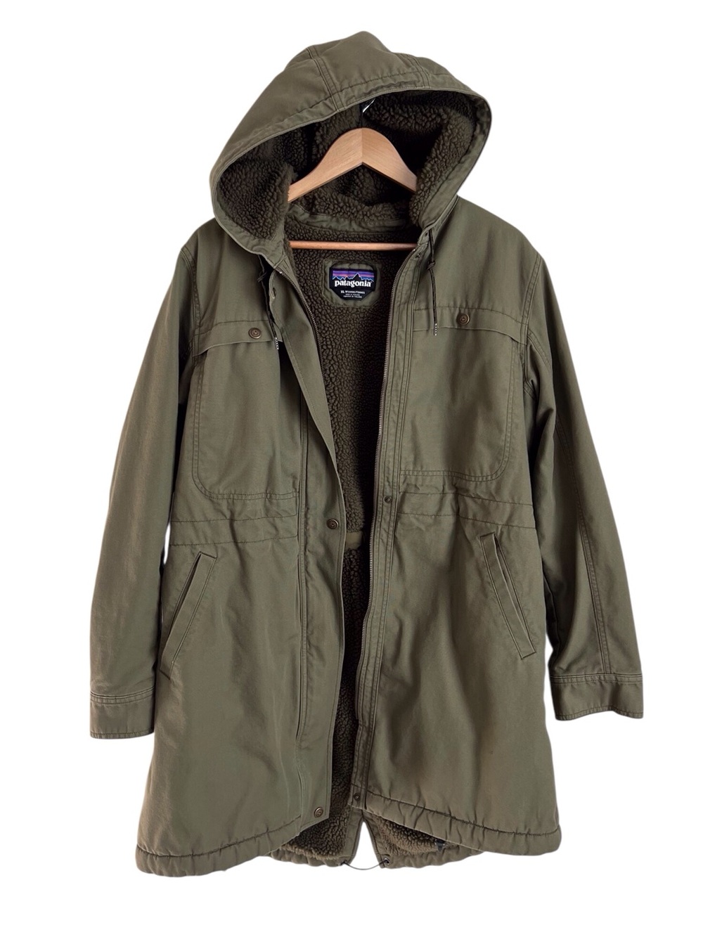 Patagonia Women’s Insulated Prairie Dawn Parka Fatigue Green Winter Outdoor XL
